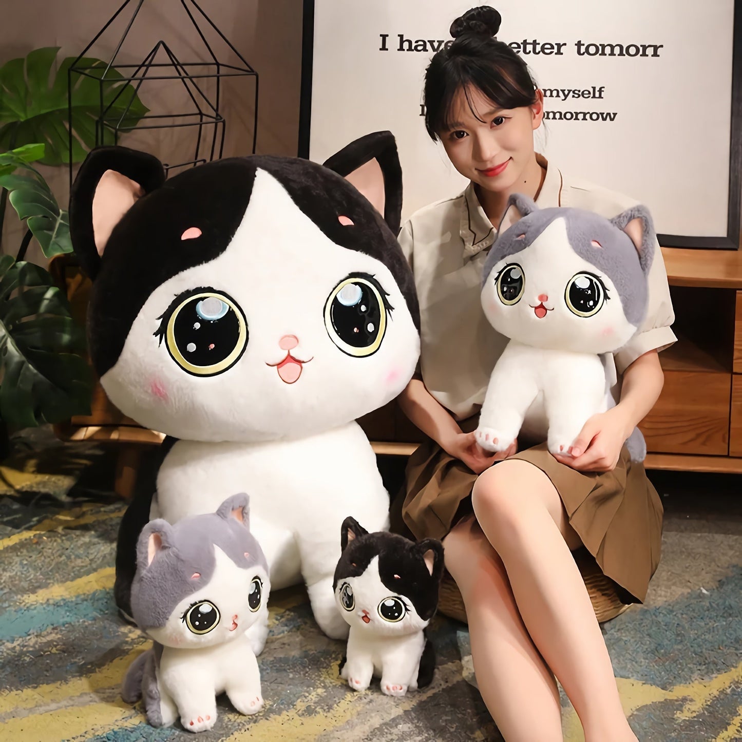 Adorable peluche chaton aux grands yeux